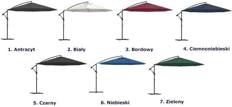 Bordowy ogrodowy parasol z aluminiowym słupkiem N9-E24
