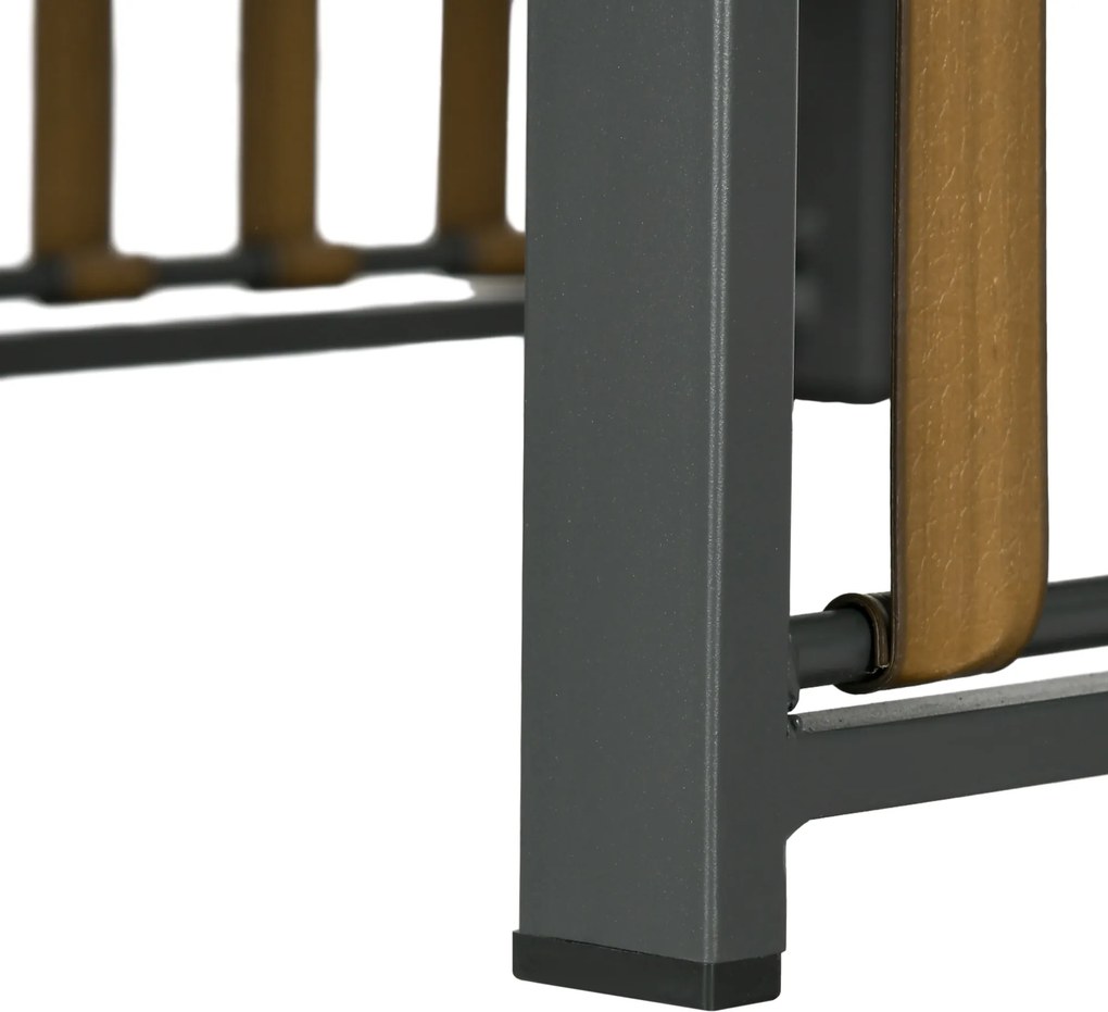 Outsunny Zestaw mebli ogrodowych, 3-częściowy, z poduszkami, dekoracją drewna, antyrdzewna metalowa rama, Szary