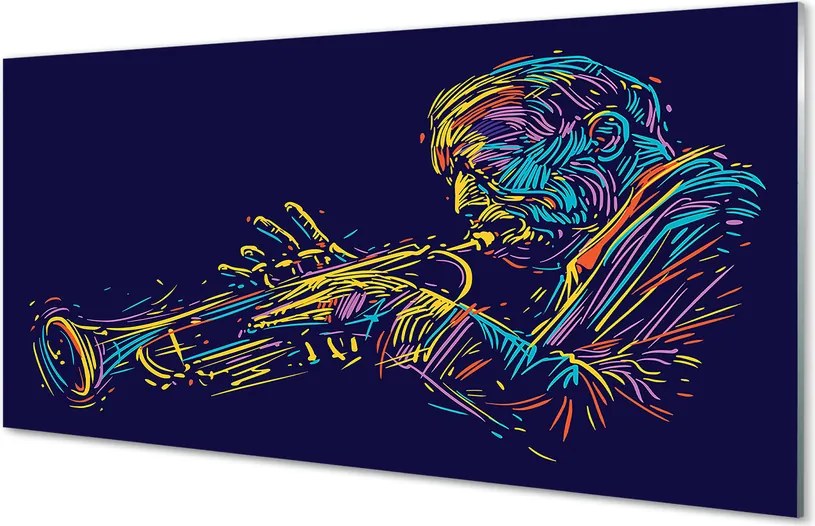 Szklany Panel Muzyk z Trąbką