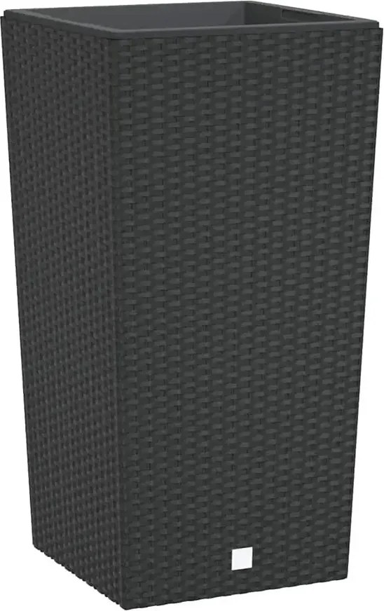 Wysoka antracytowa donica ogrodowa z technorattanu K2-K26