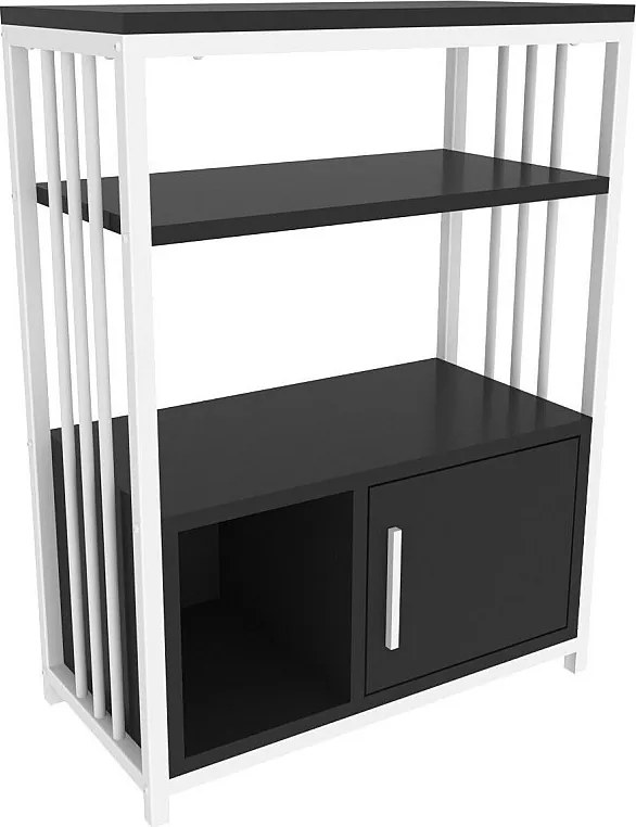 Elegancki regał w kolorze antracytowym i białym, 60 cm x 80 cm x 29,6 cm | Płyta wiórowa pokryta melaminą w 100%, grubość 18 mm | Idealny do