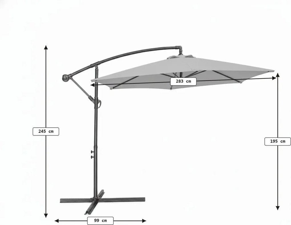Parasol ogrodowy ELVARO regulowany, kremowy