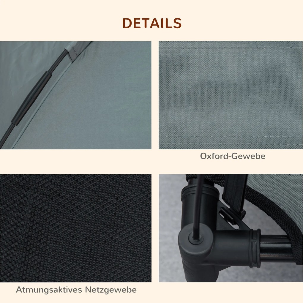 PawHut Podwyższone Łóżko dla Psa z Daszkiem - Komfort i Ochrona przed Słońcem, Oddychające, Szary + Czarny