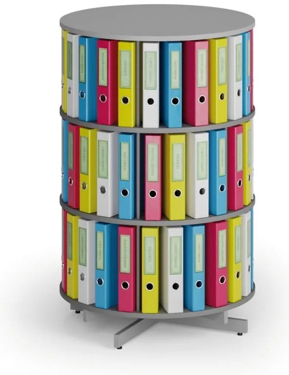 Regał obrotowy na segregatory, 3 półki, szary