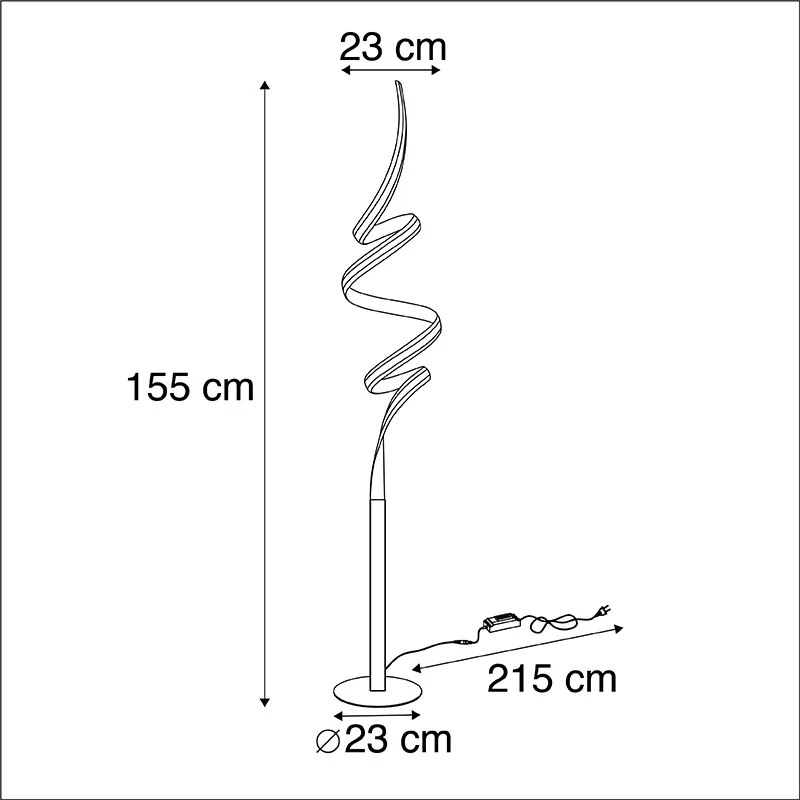 Designerska lampa podłogowa czarna w tym LED i ściemniacz - TwistedDesignerski Oswietlenie wewnetrzne