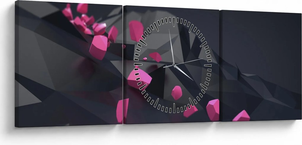 Obraz abstrakcji 3D (z zegarem) (90x30 cm)