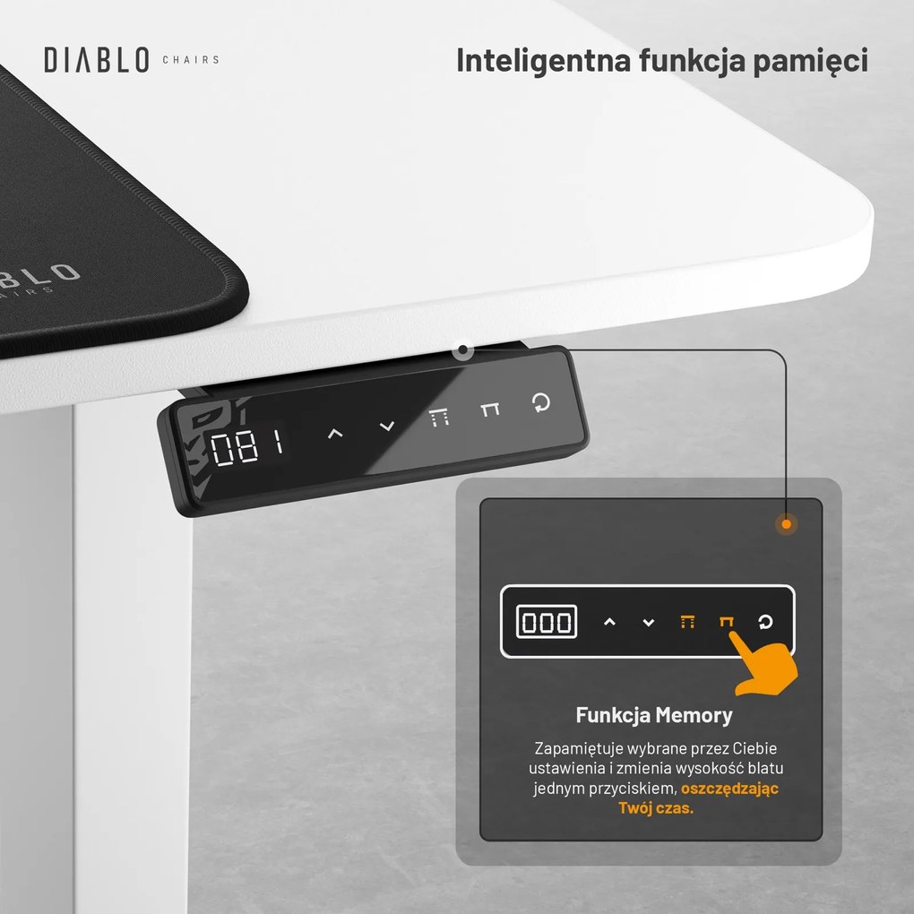 Biurko gamingowe z regulacją wysokości Diablo X-Tensio 140 cm, kolor biały