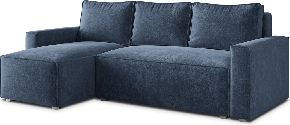 Masseno Narożnik POTARO z funkcją spania i pojemnikiem na pościel Narozniki L, Rozkładana sofa - Niebieski, LUMO 05