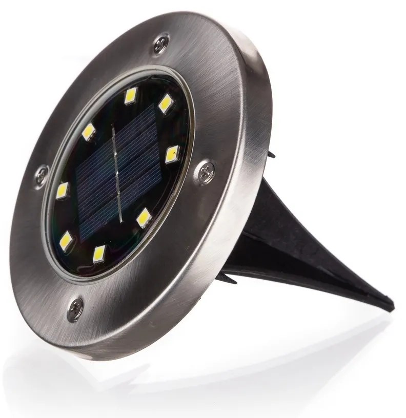 Happy Green Solar LED lampka wpuszczana srebrna,12 cm