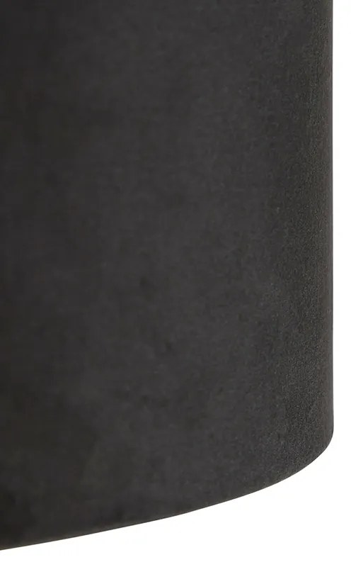 Lampa wisząca czarna z abażurem z czarnego aksamitu ze złotem 35 cm - Blitz Nowoczesny Oswietlenie wewnetrzne