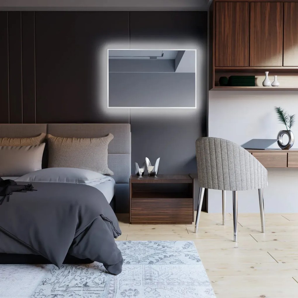 Lustro łazienkowe LUMO 90x60cm białe z oświetleniem LED BALTICA DESIGN