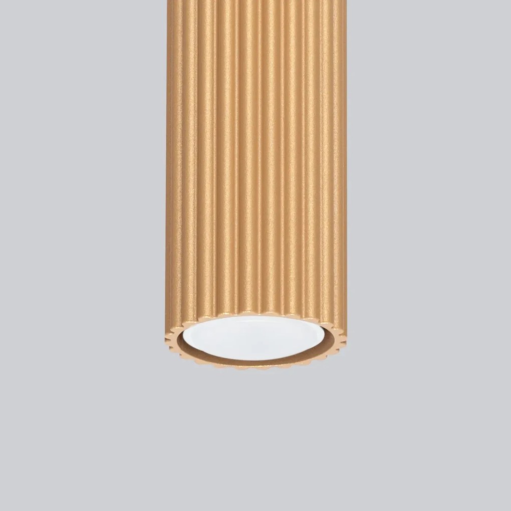 Plafon KARBON 40 złoty ryflowany SOLLUX  LIGHTING