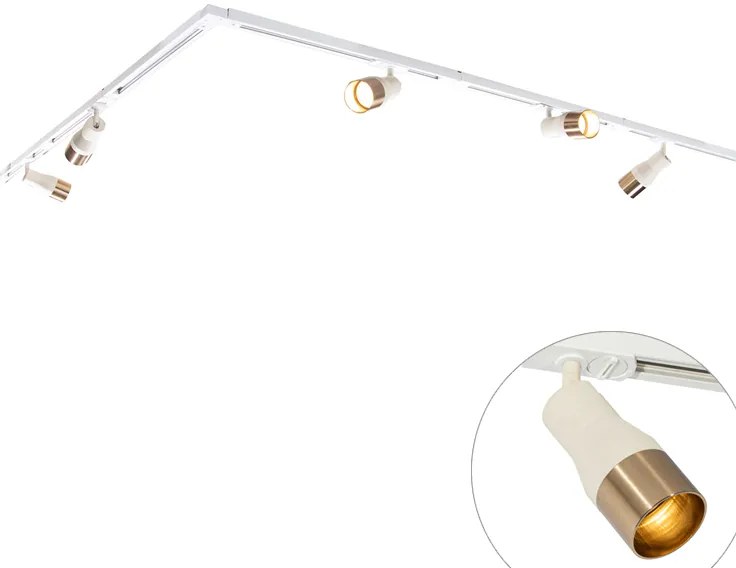Nowoczesny system oświetlenia szynowego z 5 reflektorami w kolorze beżowym ze złotymi akcentami - Iconic Kohua