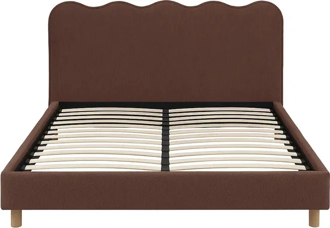 Łóżko Tapicerowane 160x200 cm IZMIR ze Stelażem Dwuosobowe Rude Nowoczesne