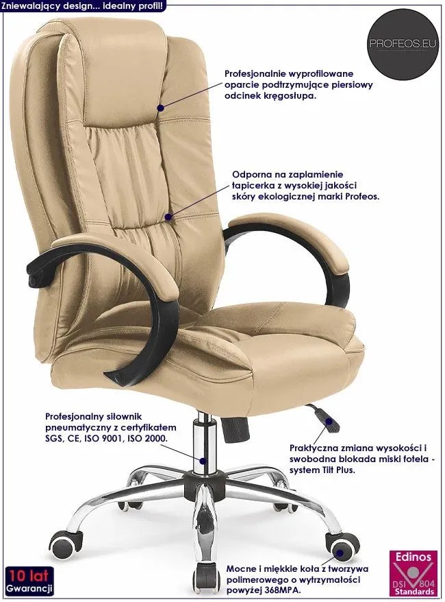 Beżowy biurowy fotel obrotowy G2-T06