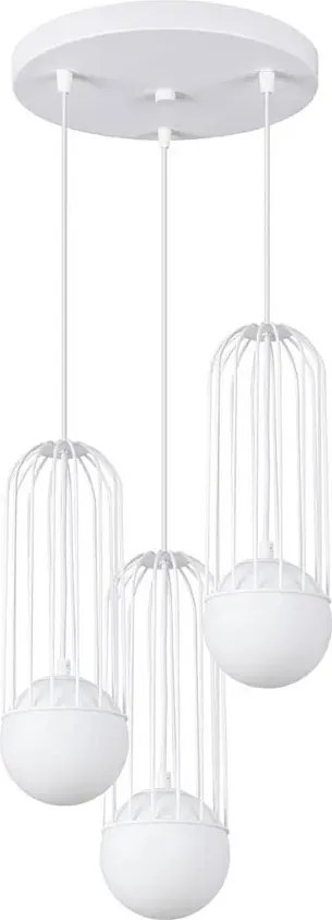 Biała lampa wisząca z 3 drucianymi zwisami - A608 H5-S03