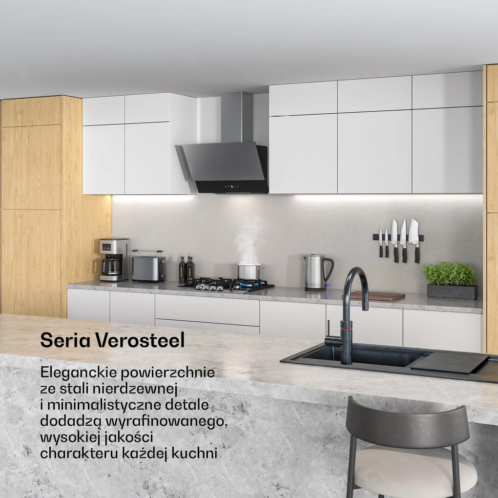 Klarstein Verosteel Smart Okap przyścienny skośny 60 cm