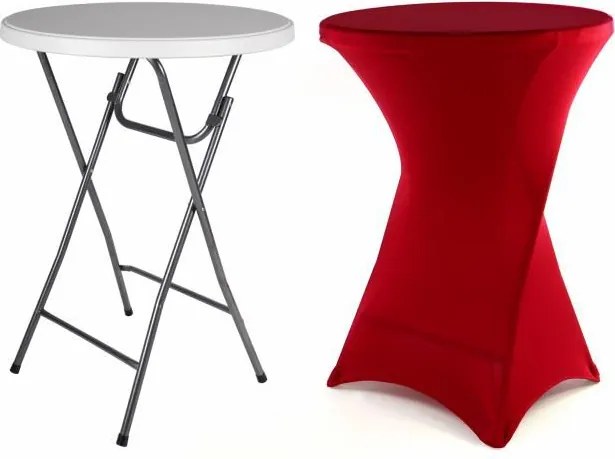 stół składany, stół bistro wraz z elastycznym pokrowcem 80 x 80 x 110 cm