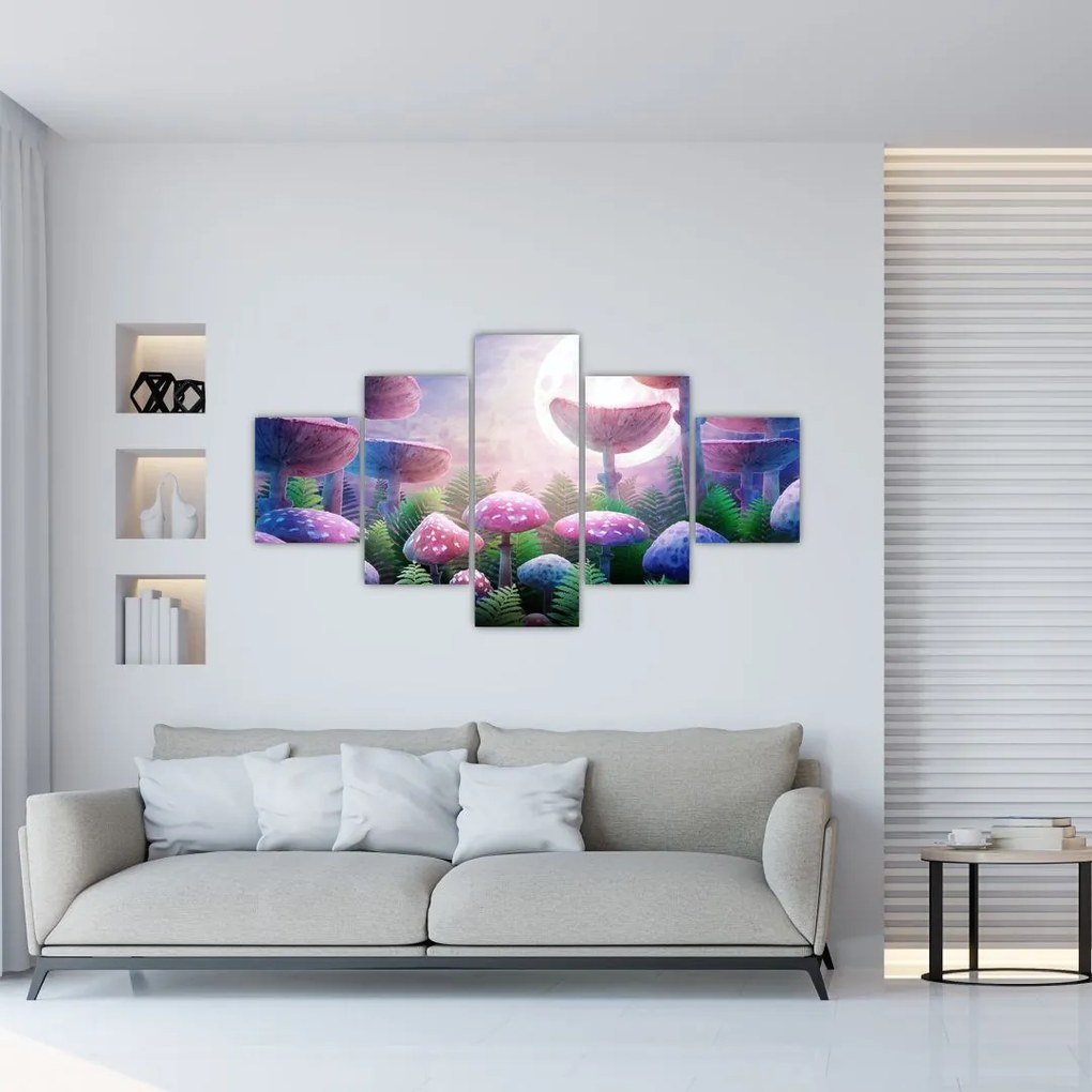 Obraz - Grzyby w pełni księżyca, grafika (125x70 cm)