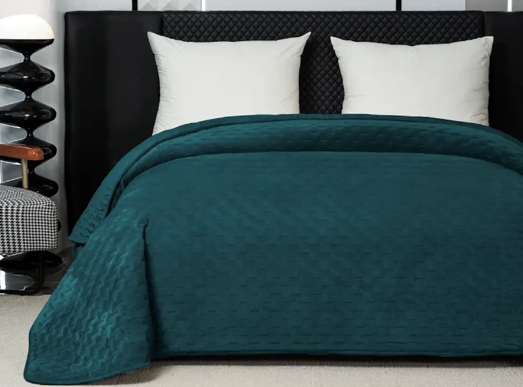 Aksamitna narzuta na łóżko ASTRALIA, turkusowa Rozmiar: 170 x 210 cm