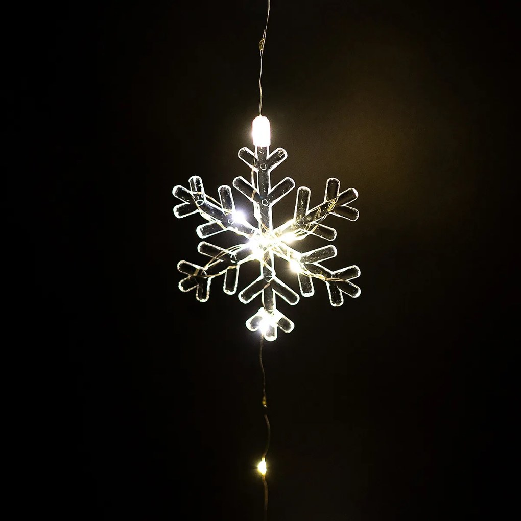 Kurtyna świetlna zewnętrzna Snowflakes, 120x120cm, LED ciepła biała, timer, 8 funkcji, 120 cm