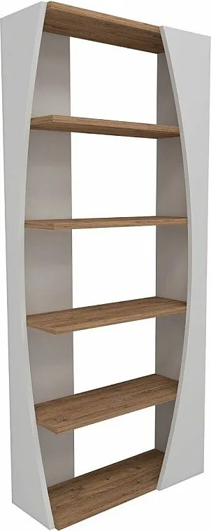 Regał na książki – wysokość 150 cm, szerokość 63,6 cm, głębokość 23,8 cm – sosna atlantycka i biel – melamina