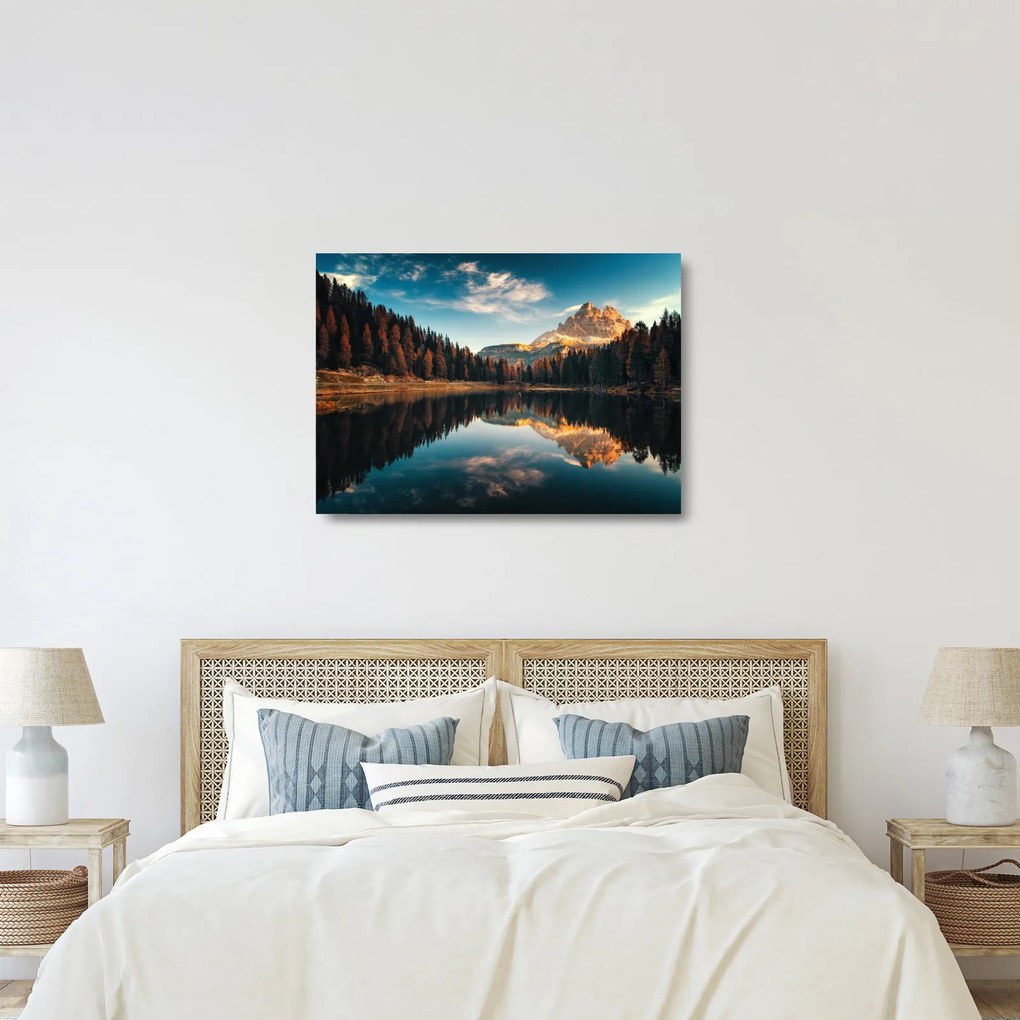 Obraz na szkle - Alpy, Włochy, Dolomity, Lago Antorno (70x50 cm)