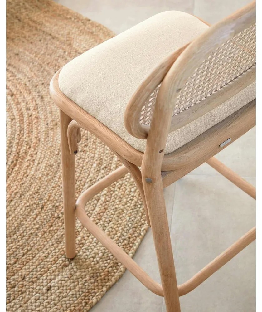 Hoker z litego drewna dębowego w naturalnym kolorze (wysokość siedziska 65 cm) Doriane – Kave Home