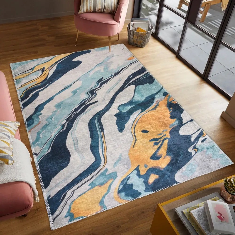 Żółto-niebieski chodnik odpowiedni do prania 80x200 cm Colors of Joy – Vitaus