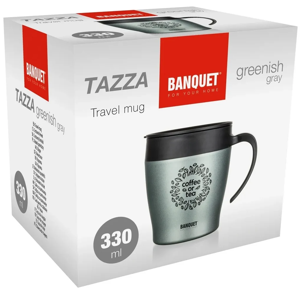 Banquet Podróżny kubek termiczny TAZZA 330 ml,zielono-szary