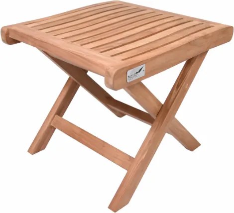 Tekowy stołek składany do łazienki i przedpokoju, 43 cm