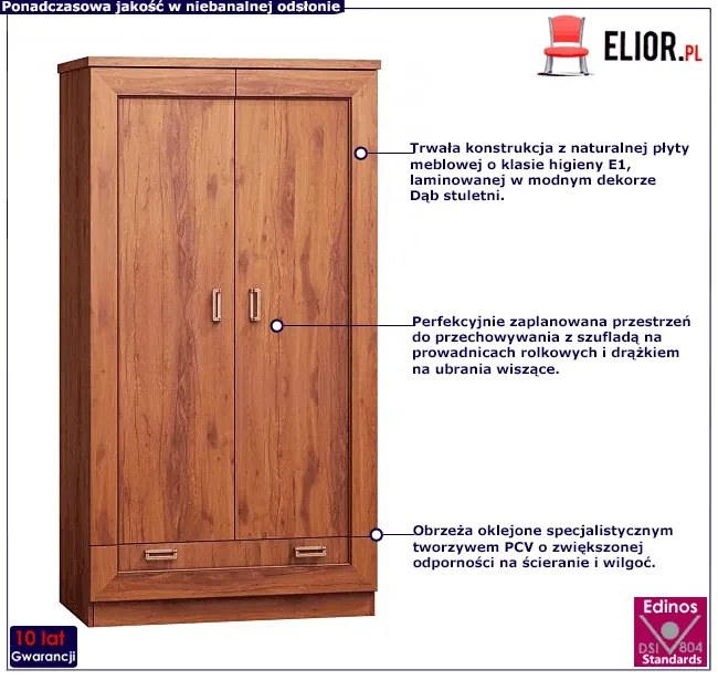 Szafa Dwudrzwiowa Dąb Stuletni P0-L73