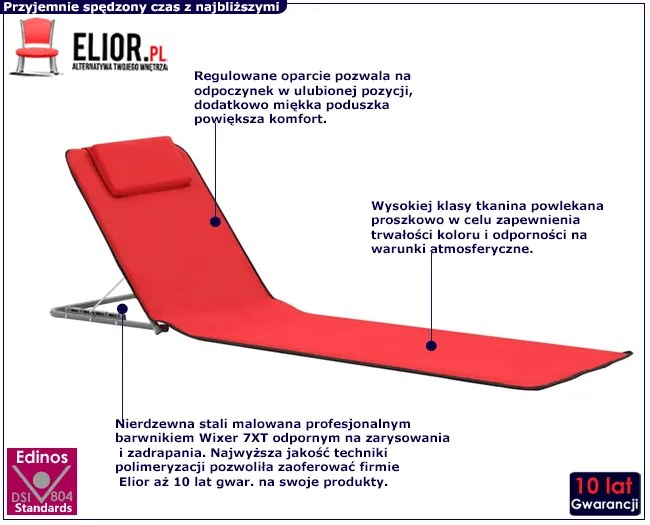 Składane czerwone maty plażowe G1-E31