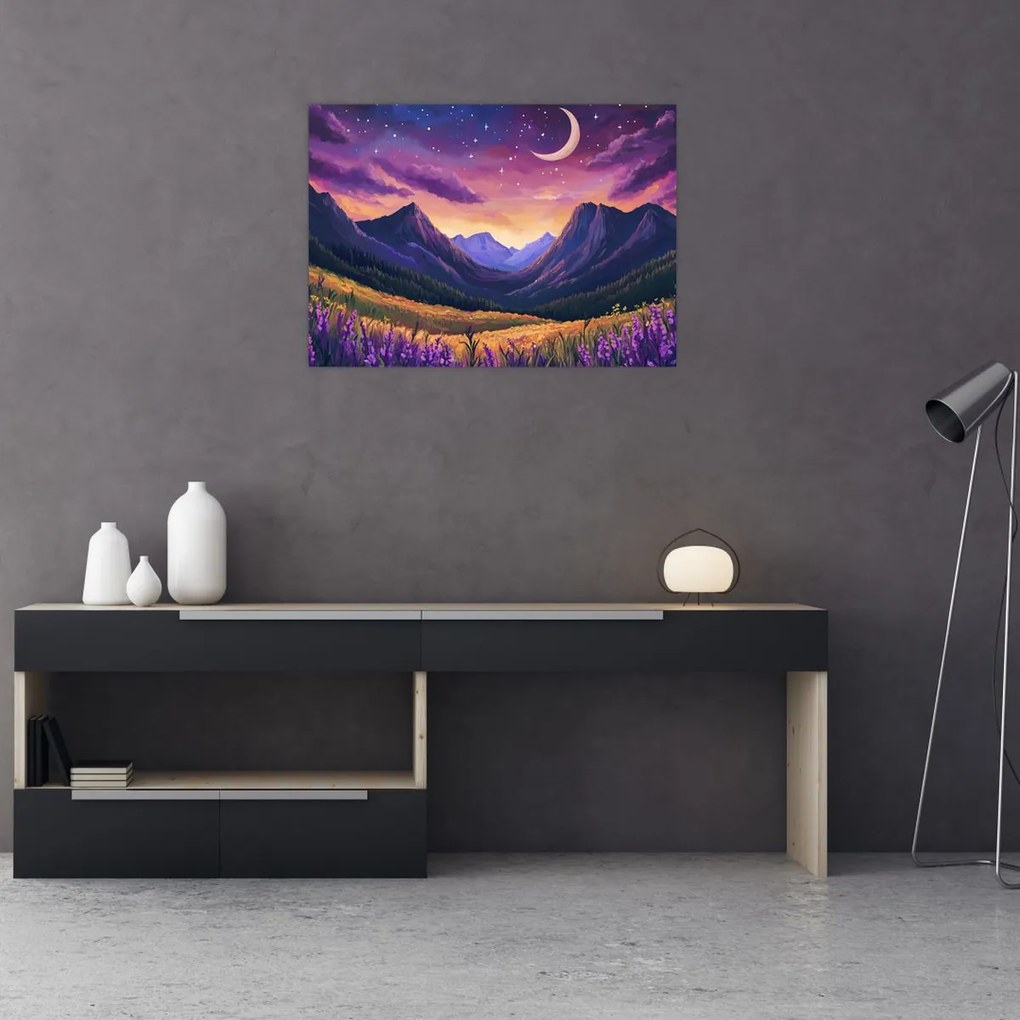 Obraz na szkle - Fioletowy krajobraz (70x50 cm)