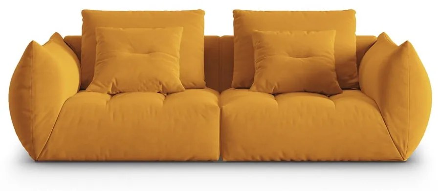 Żółta aksamitna sofa 232 cm Bloom – Micadoni