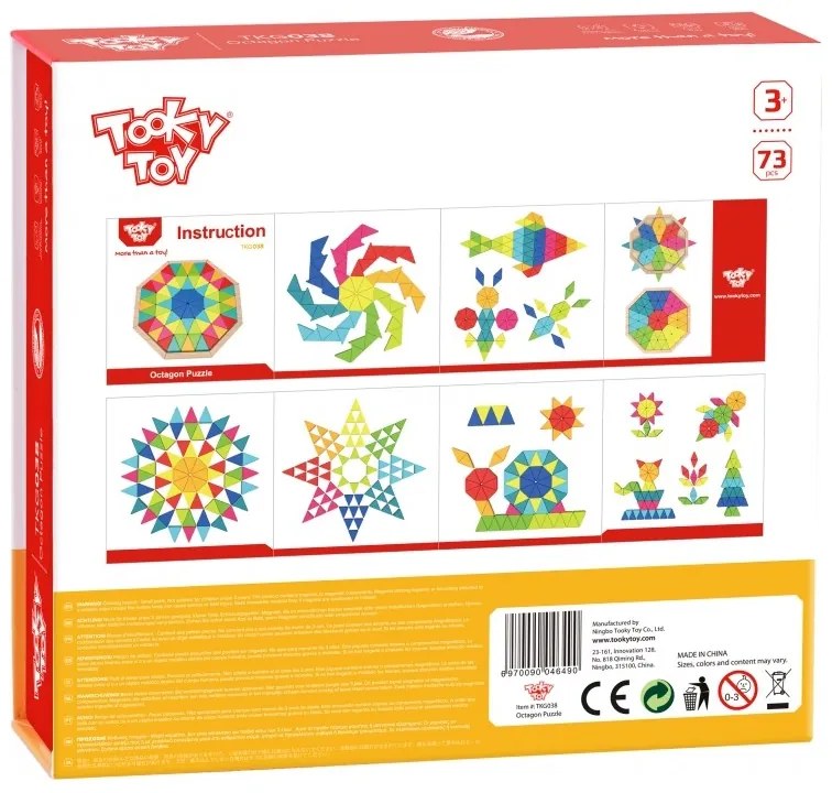 Tooky toy puzzle ośmiokątne drewniana mozaika edukacyjna (73el.)