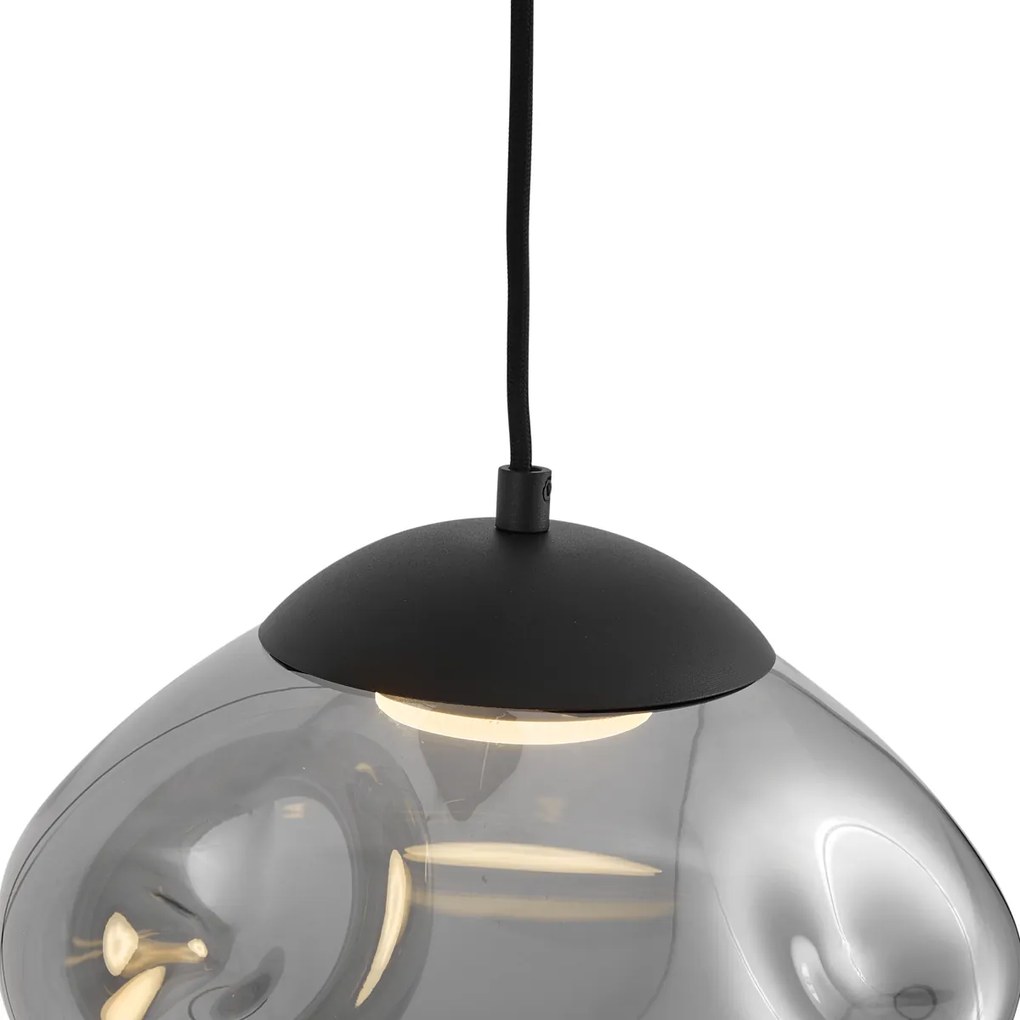 Designerska lampa wisząca czarna z przydymionym szkłem 3-punktowa - Gus