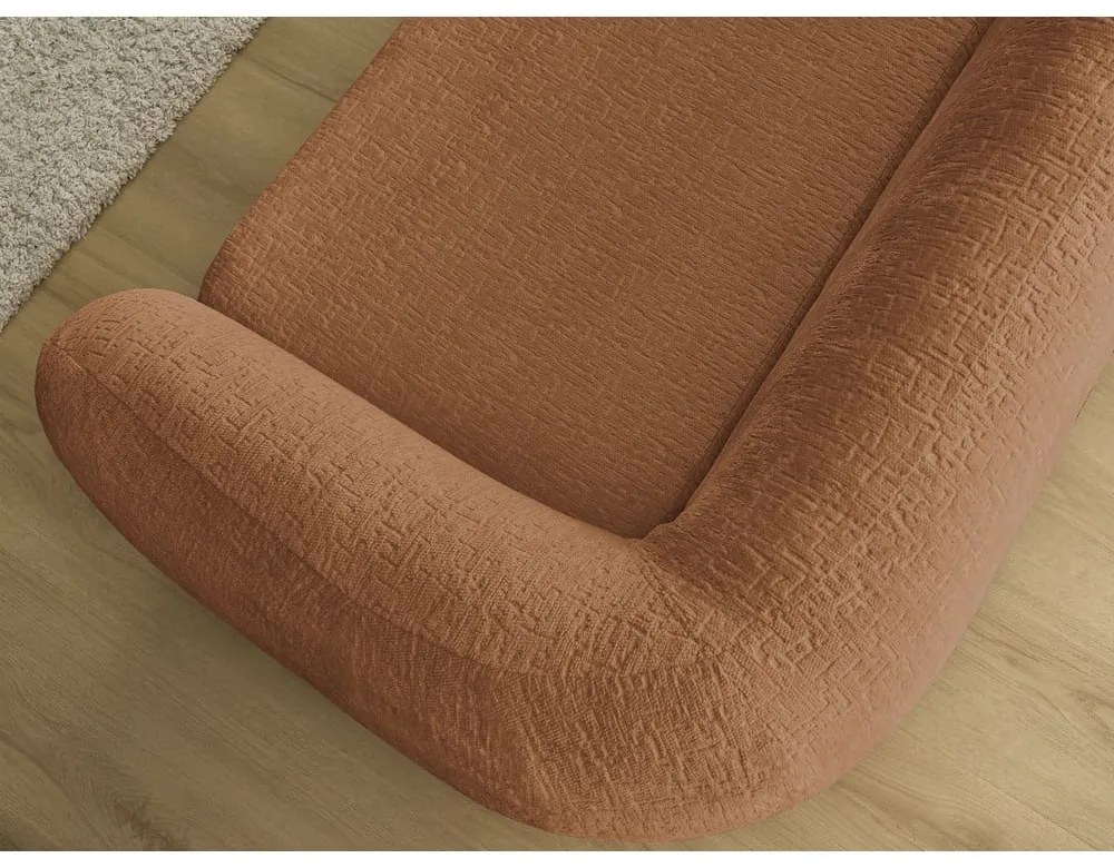 Ceglasta rozkładana sofa z tkaniny szenilowej 228 cm Neyo – Bobochic Paris