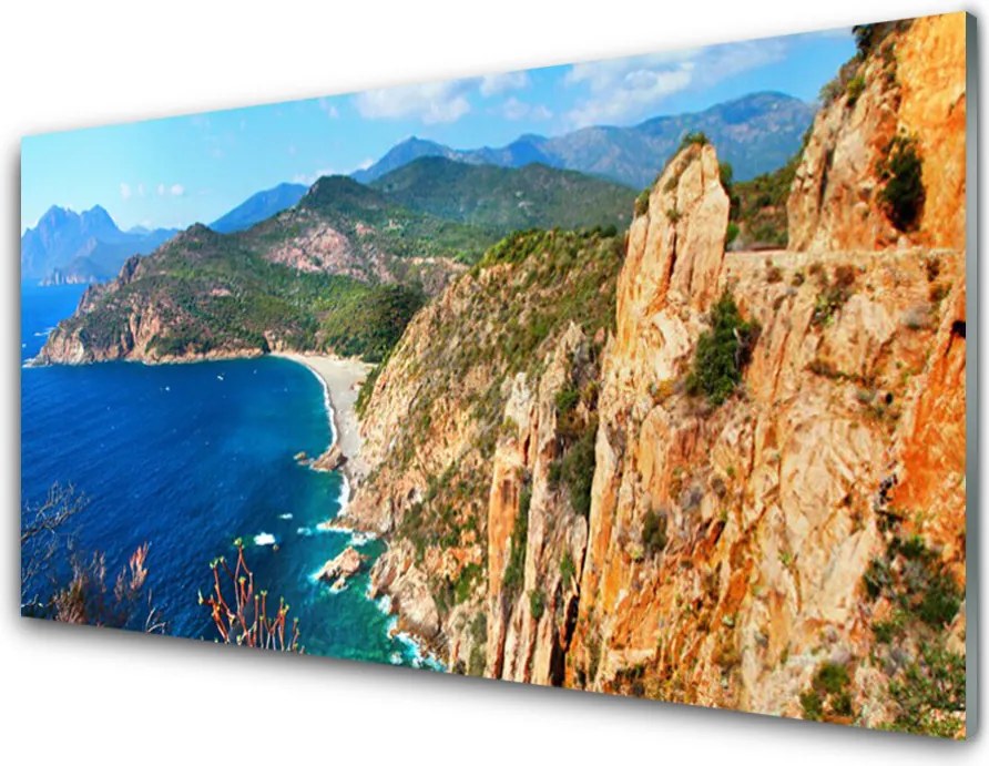 Panel Szklany Surowy Pejzaż Nadmorskich Skał