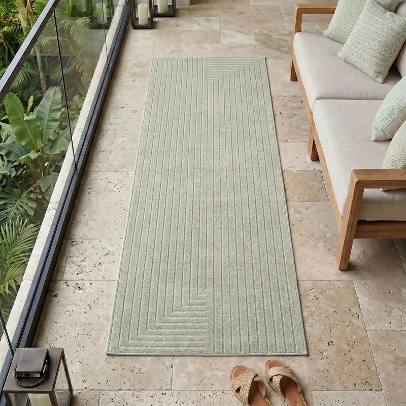 Dywan uniwersalny Nova 3D Geometria oliwkowy 80 cm x 250 cm