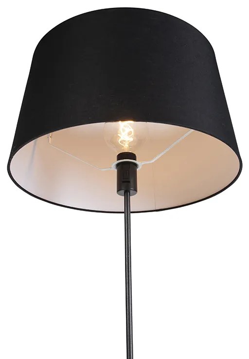 Lampa stojąca czarna z czarnym abażurem z lnu 45 cm regulowana - Parte klasyczny/Antyczny Oswietlenie wewnetrzne
