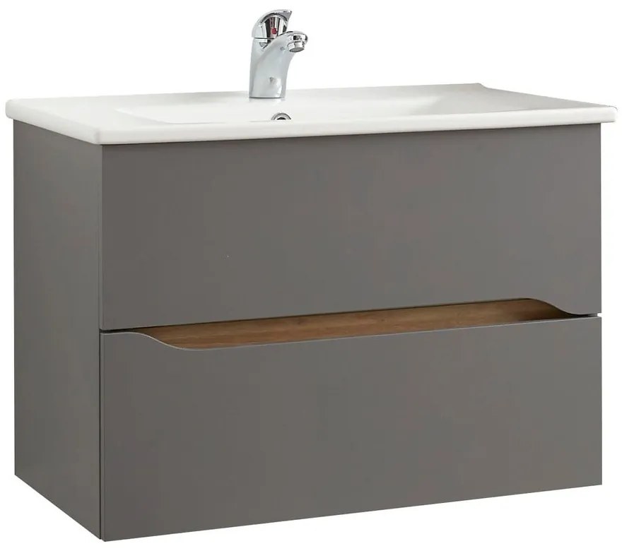 Szara szafka pod umywalkę bez baterii 72x51 cm Set 357 – Pelipal