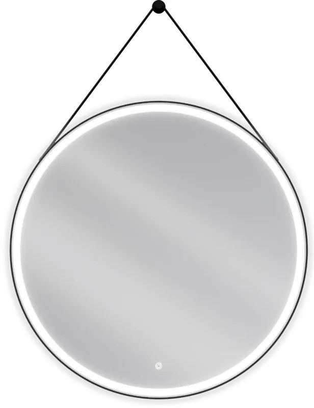Mexen Reni lustro łazienkowe podświetlane, okrągłe 90 cm, LED 6000K, antypara, rama czarna - 9812-090-090-611-70