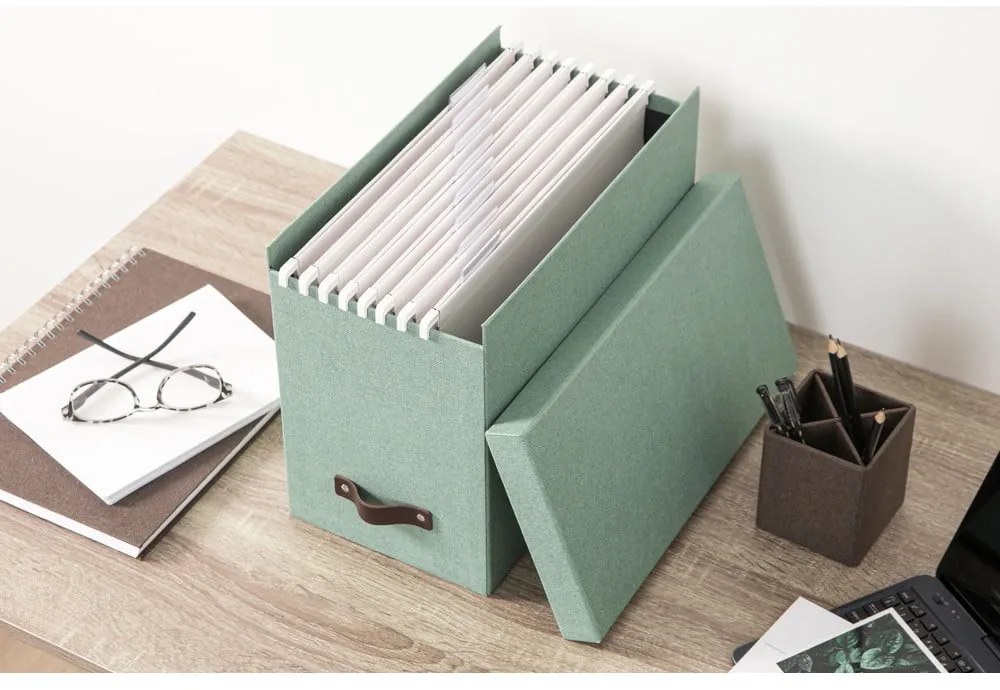 Zielony kartonowy organizer na dokumenty Johan Canvas Paper Laminate – Bigso