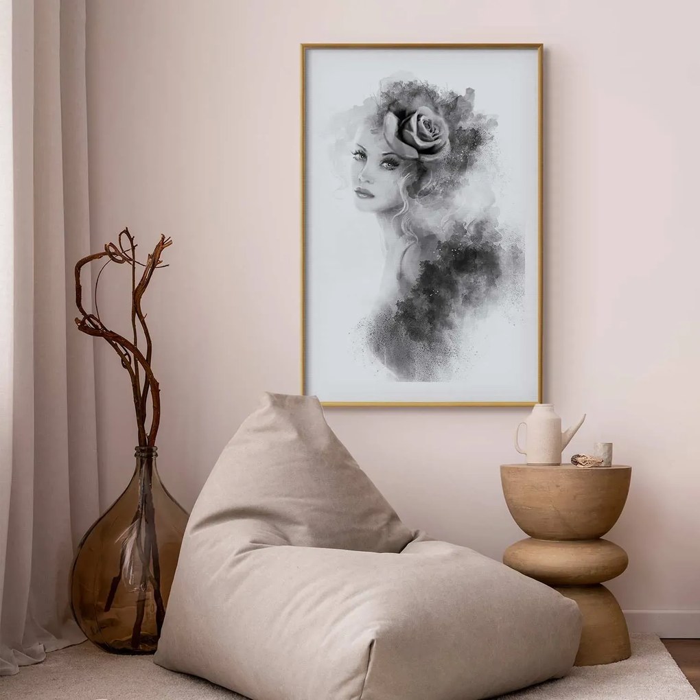 Plakat Akwarelowy portret 29,7 x 42 cm z ramą złotą i marginesem ARTGEIST B