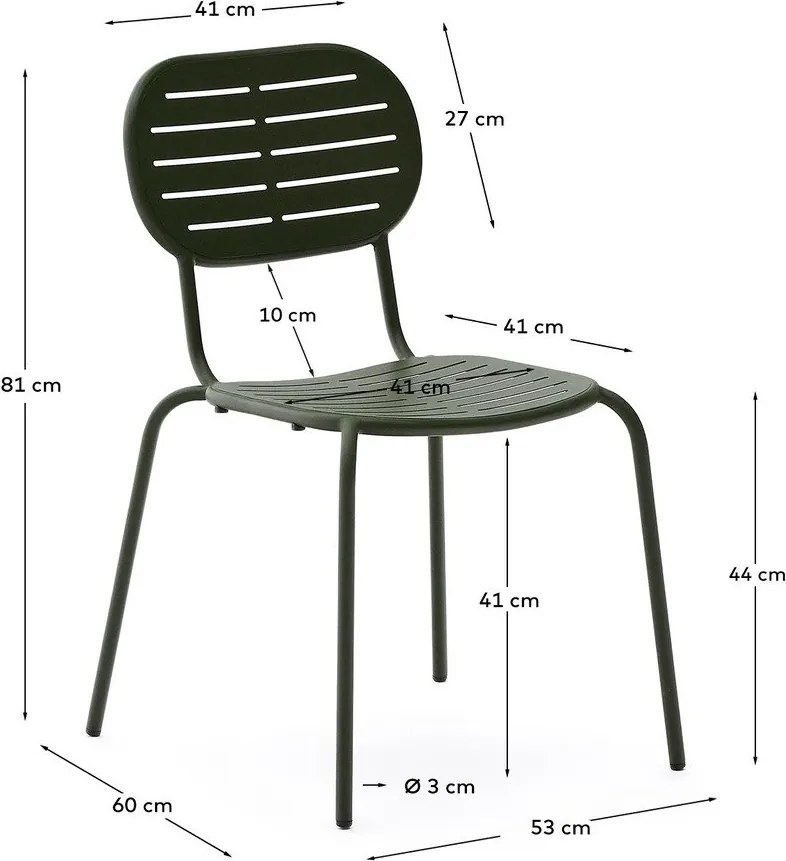 Ciemnozielone metalowe krzesło ogrodowe Brai – Kave Home