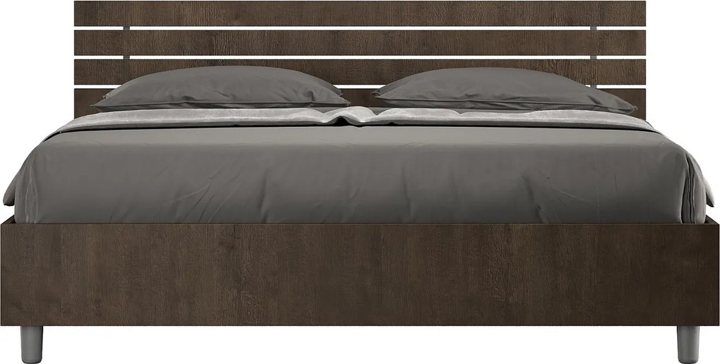 Łóżko bez stelaża 160x200 Prosty zagłówek z listwami Orzech Ankel