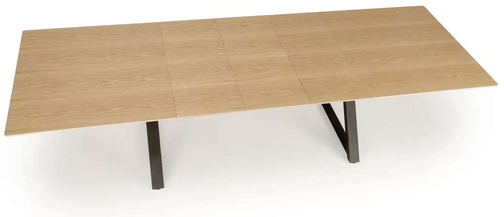 Stół rozkładany HENRY 180(300)x100 dąb naturalny/czarny HALMAR