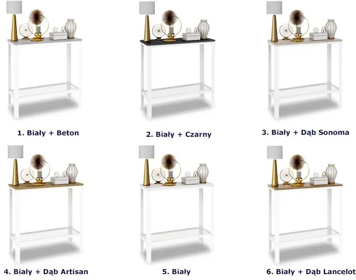 Loftowa konsola z metalowym stelażem biały + dąb sonoma P6-P97