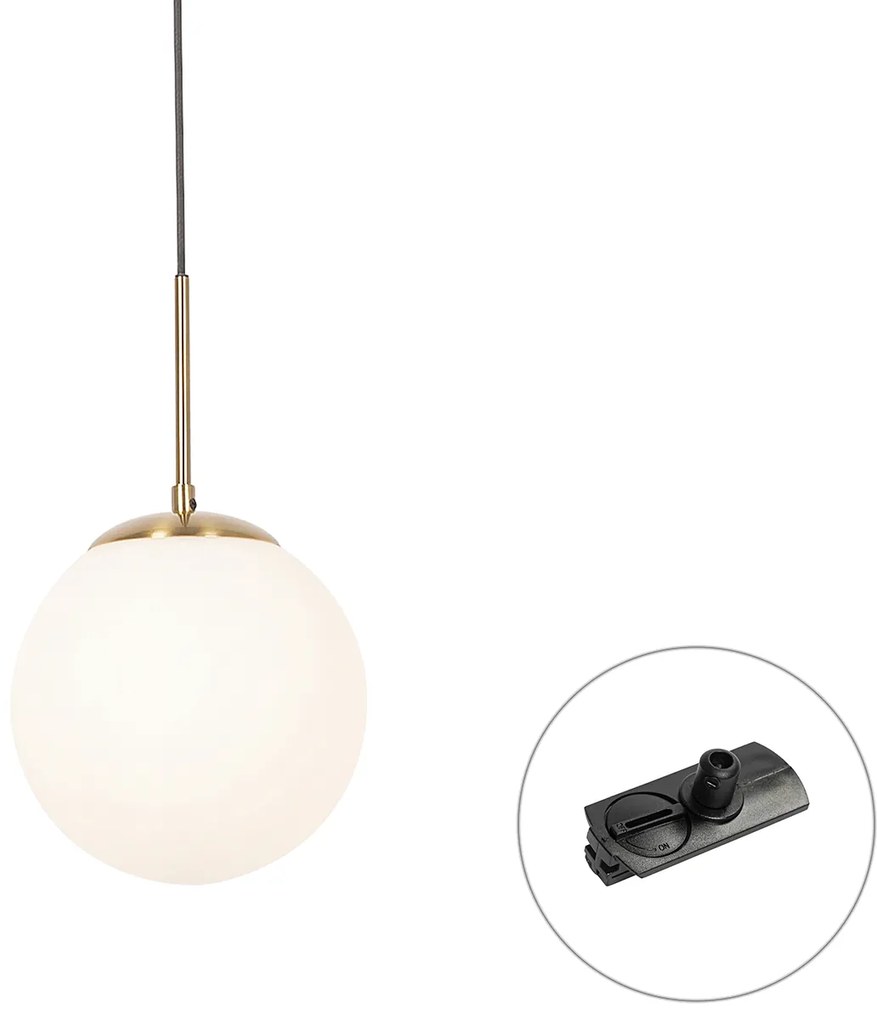 Art Deco hanglamp goud met opaal glas incl. rail adapter zwart 1-fase - Iconic Flore ArtDeco Oswietlenie wewnetrzne
